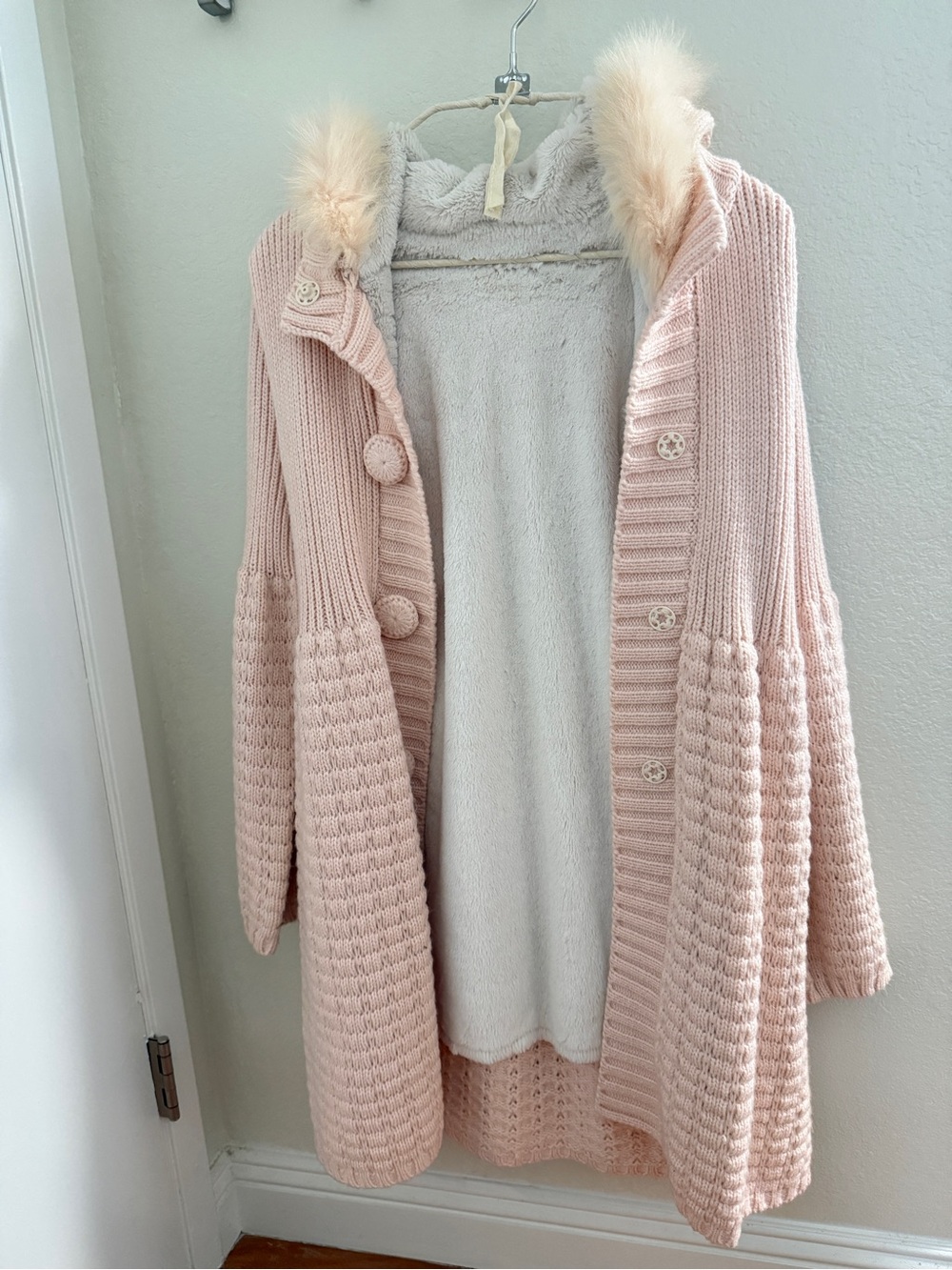 Cozy Pink Knit Hooded Sweater Coat